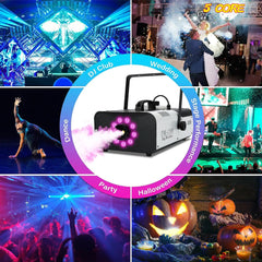 5 Core Fog Machine Indoor Outdoor  1500W 6000CFM Fogger Smoke Machine w LED  2.5 L Tank  Remote