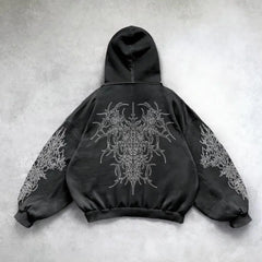 Gothic Print Washable Hoodie Men's New