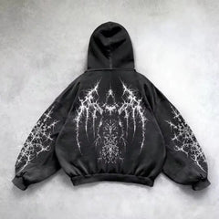 Gothic Print Washable Hoodie Men's New