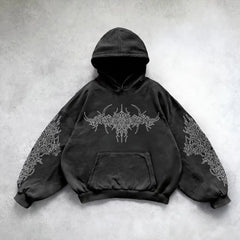 Gothic Print Washable Hoodie Men's New