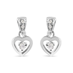 14K White Gold 1/6 Cttw Diamond Dangle Heart Stud Earrings (H-I, SI2-I1)